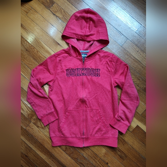 Kids Oshkosh red zip up hoodie sweatshirt size 12/12a - Picture 1 of 5